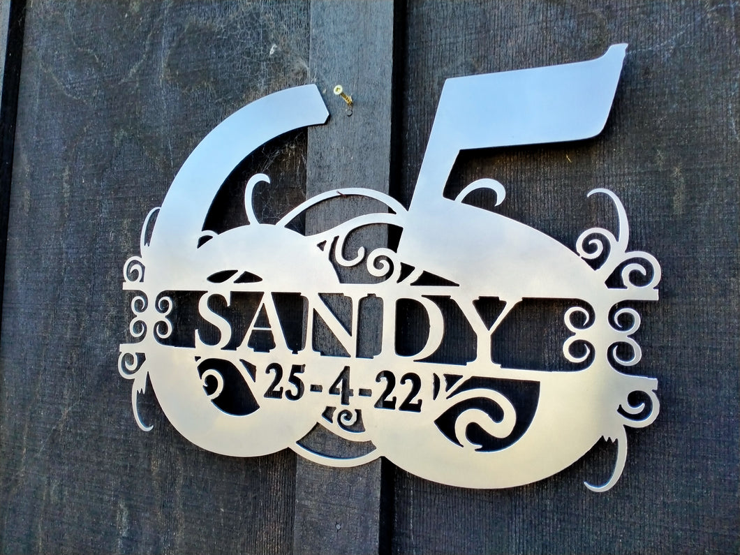 Personalized 65th Name Sign