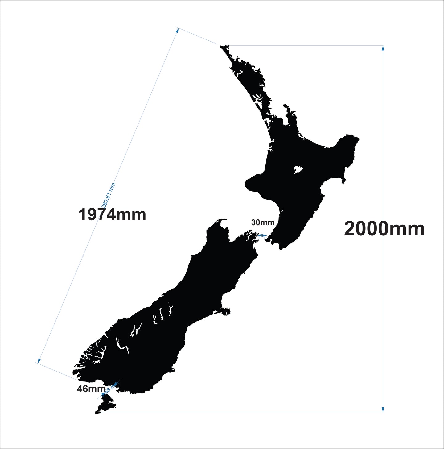 New Zealand Map 2 meters tall